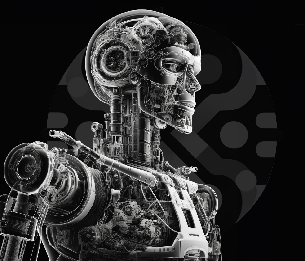 black and white humanoid robot